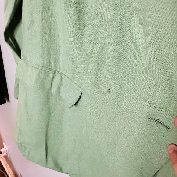 THAKOON COLLECTIVE Green Oversized Linen Blazer Size 12 - Picture 11 of 14